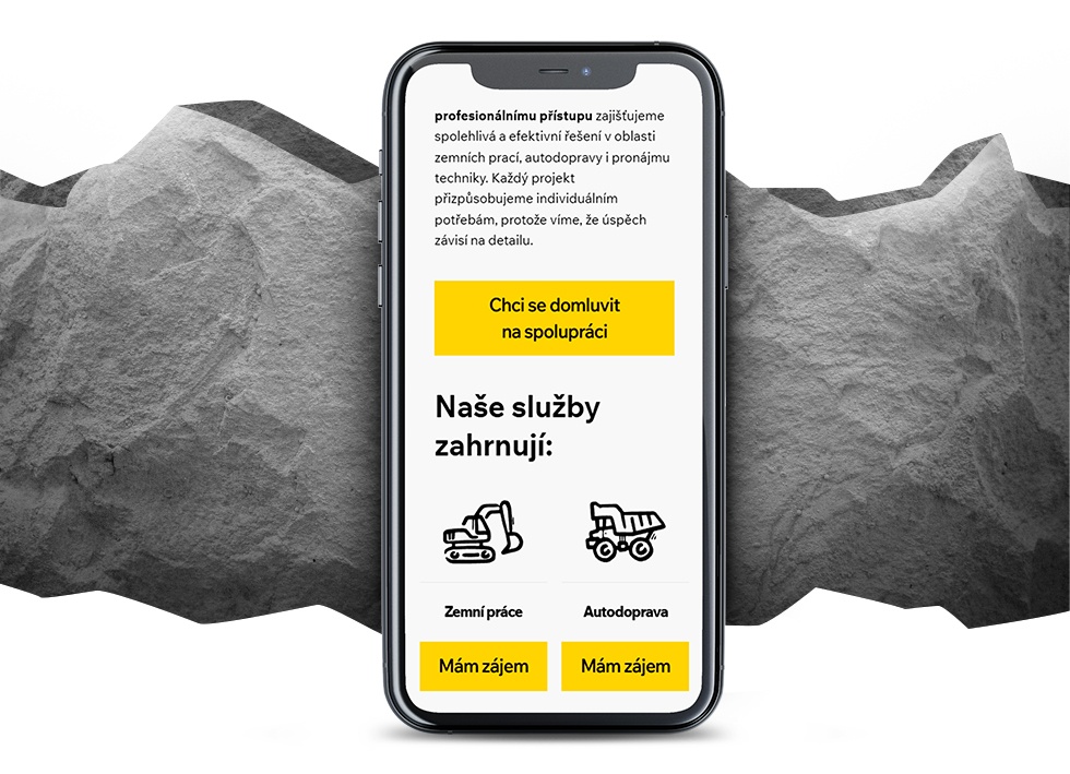 Detail webových stránek AZ mechanizace na mobilu – moderní online prezentace služeb s přehledným designem a důrazem na potřeby zákazníků